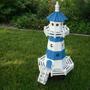 Leuchtturm Deko Garten, Blau-Weiss, 120cm, Wechsellicht 230V 2