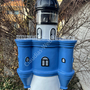 Leuchtturm Garten XXL, "Roter-Sand", Blau-Weiss 185cm, GFK, beleuchtet 6