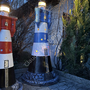 Leuchtturm Garten XXL, "Roter-Sand", Blau-Weiss 185cm, GFK, beleuchtet 9