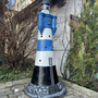 Leuchtturm Garten XXL, "Roter-Sand", Blau-Weiss 185cm, GFK, beleuchtet 4
