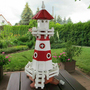 Deko Leuchtturm Garten, Rot-Weiss, 120cm, Wechsellicht 230V