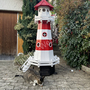 Leuchtturm Deko gross Garten, Rot-Weiss, 180cm , Wechsellicht 230V 3