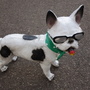 Französische Bulldogge Steinfigur (Kunststein) mit Sonnenbrille, stehend 2