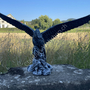 Adler Dekofigur für den Garten, betonfarben, 52 cm hoch