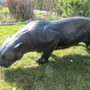 Gartenfigur schwarzer Panther lebensgross, 135 cm lang