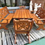 Holz Gartentisch Set "Flower", 5-Teilig, 120cm lang