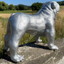 Englische Bulldogge Figur für Garten, silber, 70cm hoch 4