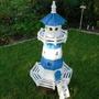 Leuchtturm für Garten, Blau-Weiss, 120cm, Standlicht 230V 4