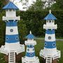 Leuchtturm für den Garten, Blau-Weiss, 180cm, Standlicht 230V 3