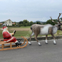 XXL Rentier mit Schlitten und Weihnachtsmann mit Buch 350 cm