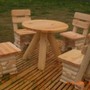 Gartenmöbel Garnitur Holz Massiv,4-Teilig,Blockhouse,90er Tisch