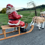 Weihnachtsmann mit Schlitten und Rentieren 140 cm