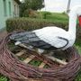Storch Deko Geburt: Storchennest Ø80cm mit Storch 3