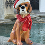 Weihnachtsdeko Outdoor - Weihnachtsfigur Weihnachtshund mit Mütze