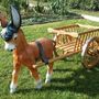 Esel Gartenfigur braun mit Wagen, 120cm lang 1