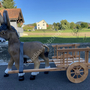 Esel Gartenfigur braun mit Wagen, 120cm lang 2
