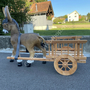 Esel Gartenfigur braun mit Wagen, 120cm lang 4