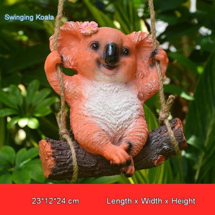Koalabär Gartenstatue Mit Schaukel - Wetterfeste Outdoor Deko Aus Harz