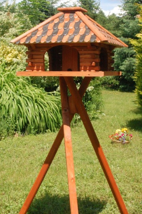- [Vogelhäuser mit Solarbeleuchtung] Luxus Vogelhaus aus Holz, 50x38cm