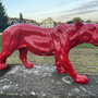 Rote Puma Dekofigur, Jungtier, mit Autolack, 35 cm hoch
