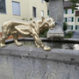 Goldene Pantherfigur Deko, Jungtier, mit Autolack, 35 cm hoch 2