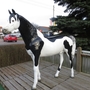 Gartenskulptur Pferd lebensgross, schwarz-weiss, 191 cm hoch