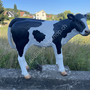 Gartenfigur Kalb lebensgross schwarz / weiss 121 cm lang