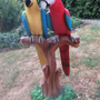2 Papageien auf Stange, grosse Gartendeko, 89 cm hoch
