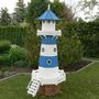 Leuchtturm Garten gross, Blau-Weiss, 180cm, Wechsellicht 230V 3