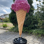 Werbeaufsteller Eis Kundenstopper Eistüte Ständer schwarz, Erdbeerglace, 120 cm