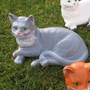 Deko Katze - Katzenfigur grau, Katzen Deko liegend 2