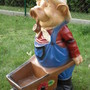 Dekofigur Schwein mit Pflanztopf - Schubkarre, 80 cm hoch