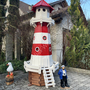 XXL Leuchtturm Deko Garten, Rot-Weiss, 225cm, Wechsellicht 230V 3