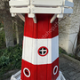 XXL Leuchtturm Deko Garten, Rot-Weiss, 225cm, Wechsellicht 230V 6