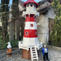 XXL Leuchtturm Deko Garten, Rot-Weiss, 225cm, Wechsellicht 230V 2