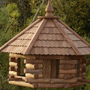 Vogelfutterstation Holz zum Aufhängen, nussbaumfarben, Höhe 52cm, Ø65cm 4