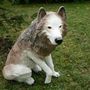 Deko Wolf für den Garten, braun, sitzend, 67 cm hoch