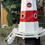 Leuchtturm mit Solar, Rot-Weiss, 180cm, Standlicht 9