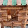 Grosses Holz Vogelfutterhaus zum Aufhängen, teak-grün, Höhe 52cm, Ø65cm 4