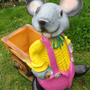 Gartendeko Maus Figur mit Karren als Pflanzentopf, 51 cm hoch