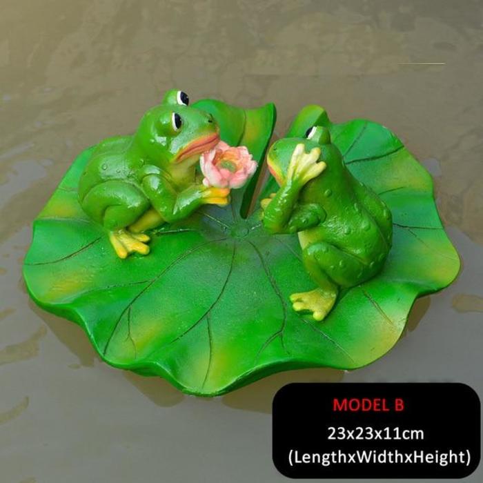  [Gartenfiguren Gartenfigur Frosch] Lustige Frösche auf einer Seerose