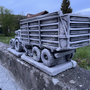Pflanzkübel Beton XXL,Traktor+Anhänger auf Standplatte,1m lang 4