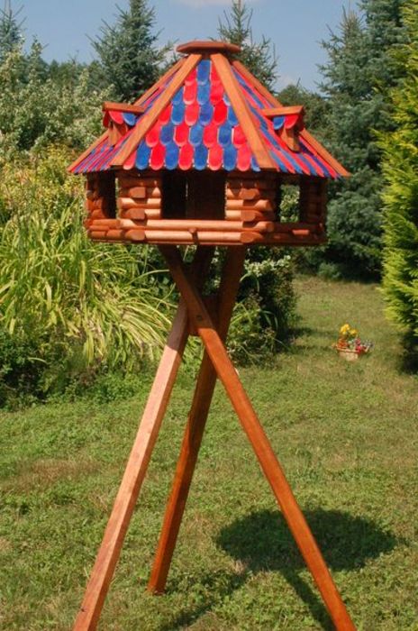 - [Vogelhäuser mit Ständer] XXL Luxus Vogelhaus, 68x45cm, aus Holz mit