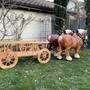 2 Pferde Deko Figuren Garten, Wagen, 2m 3