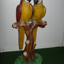 Deko Papagei Figur für den Garten, Paar auf Stange, 86 cm hoch