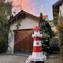 Leuchtturm Deko gross Garten, Rot-Weiss, 180cm , Wechsellicht 230V 6