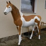 Deko Pferd Figur lebensgross, braun weiss, verstärkt, 191 cm hoch