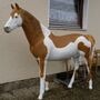 Deko Pferd Figur lebensgross, braun weiss, verstärkt, 191 cm hoch 2