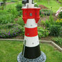 Leuchtturm Garten XXL "Roter-Sand", rot-weiss, 185cm, Wechsellicht-230V, Kunststein 2