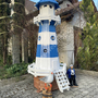 Leuchtturm Garten XXL, Blau-Weiss, 225cm, Wechsellicht 230V 2